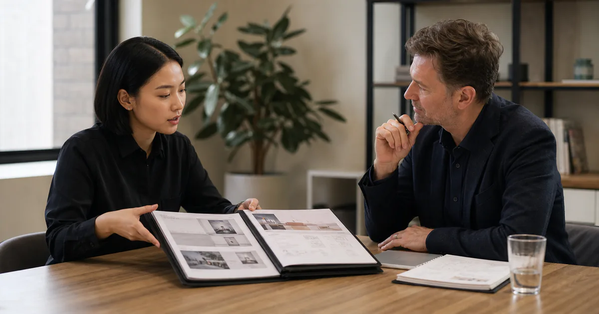 A candidate explaining a portfolio project to an interviewer.